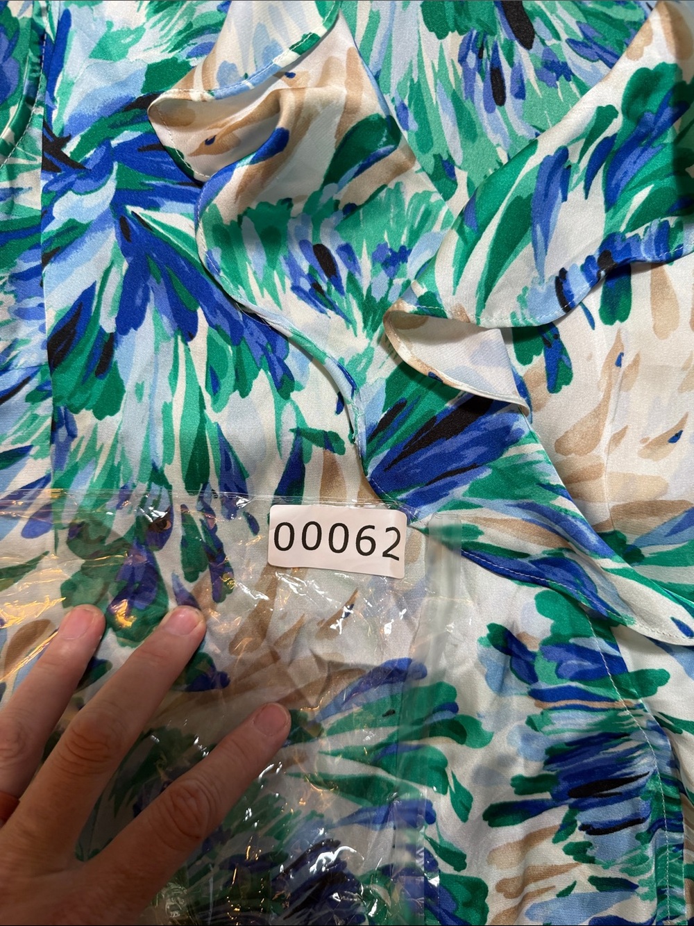 White House Black Market Floral Ruffle Blouse - Blue and Green - Picture 7 of 8